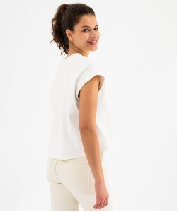 Tee-shirt sans manches en maille côtelée coupe oversize femme